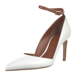 Diane Von Furstenberg Genuine Leather D’Orsay Elegant White Women's Heels